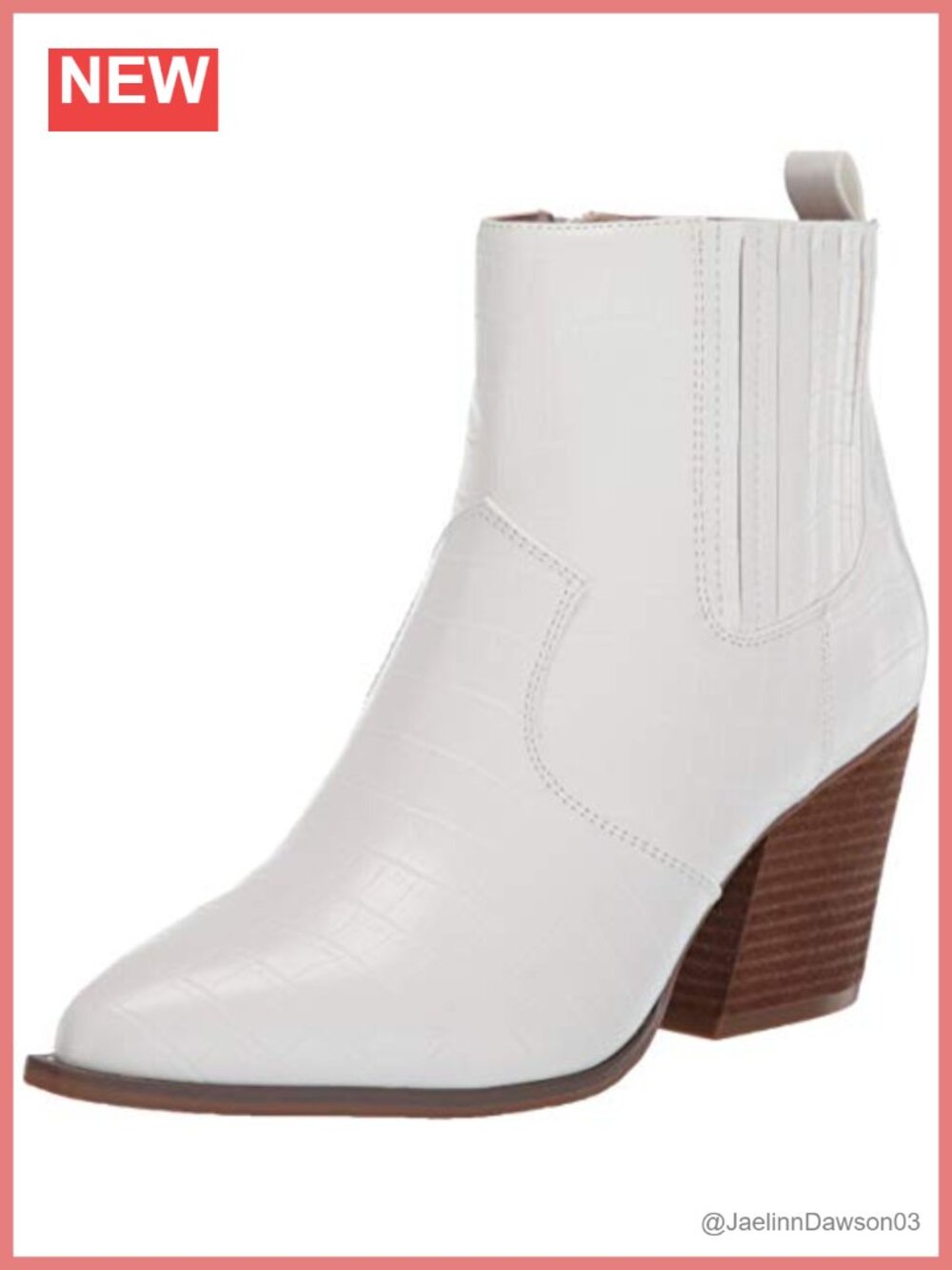 Women's Sia Pointed-Toe Western Ankle Boot Denim Block Heel Zip Up